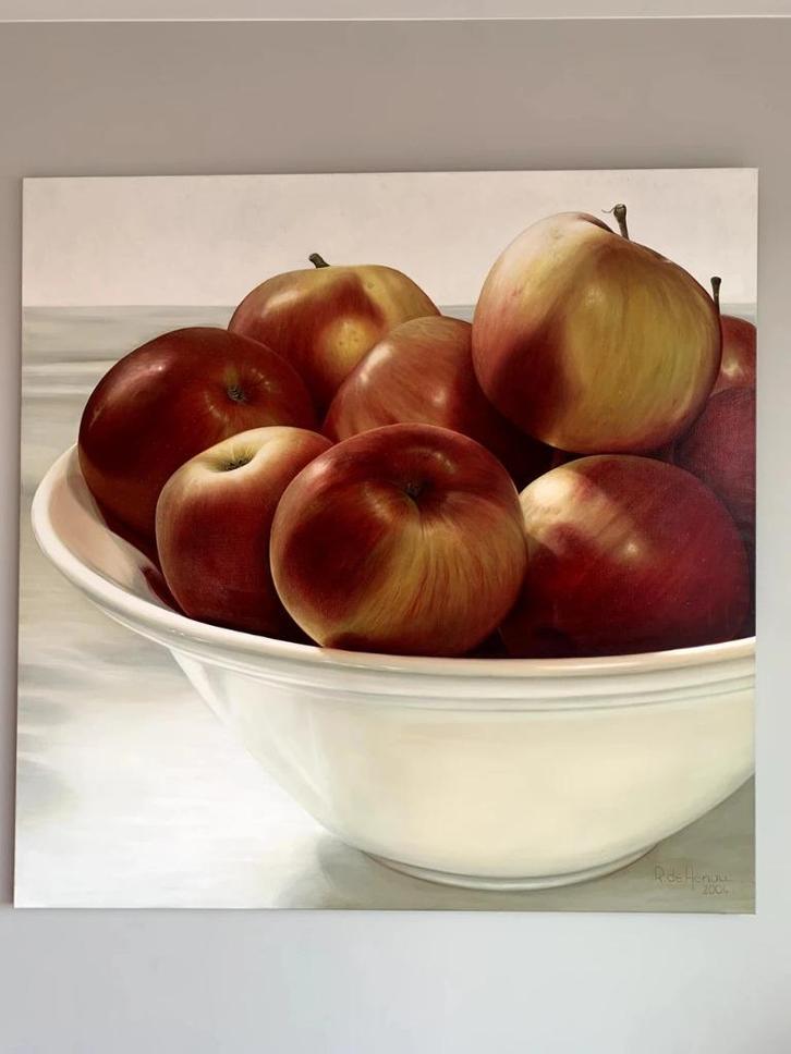 Schilderij 'Appels in kom', Antiek en Kunst, Kunst | Overige Kunst, Ophalen