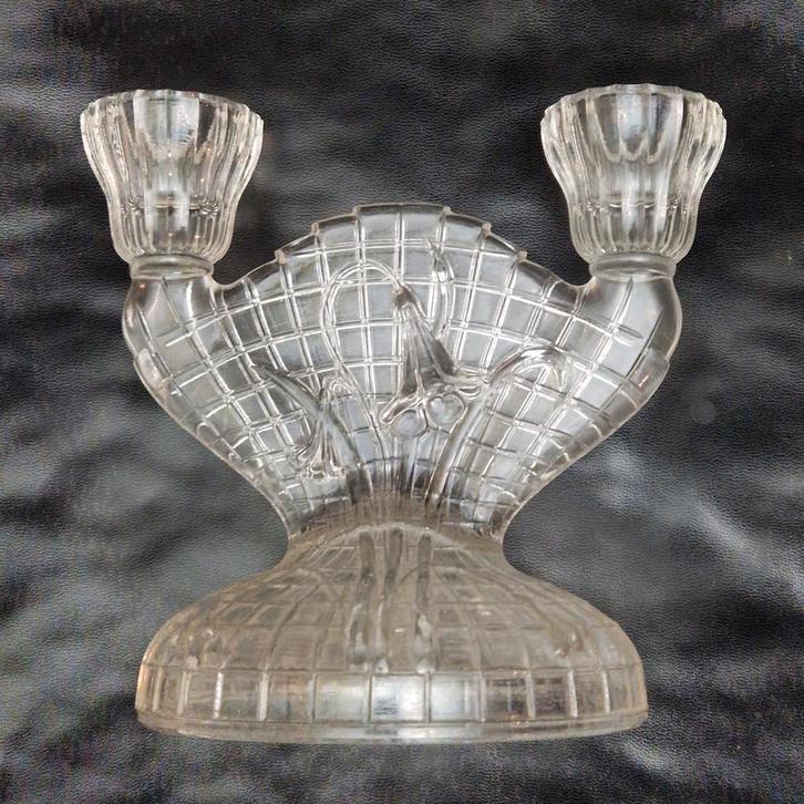 Art Nouveau kandelaar - Jeannette Glass Company - persglas, Antiquités & Art, Antiquités | Verre & Cristal, Envoi