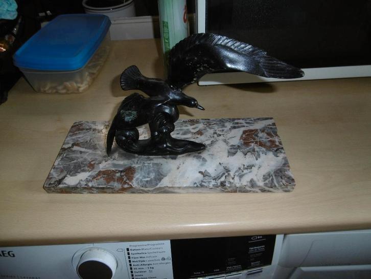 oud beeld, denk brons, vogel met open vleugels, Antiek en Kunst, Kunst | Beelden en Houtsnijwerken, Ophalen of Verzenden