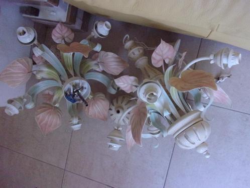 Set van 2 vintage kroonluchters in pasteltinten, Antiek en Kunst, Antiek | Verlichting, Ophalen of Verzenden