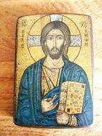 Icoon Christus Rex. Vintage, handmade. 15 x 10 x 1,5 cm, Ophalen of Verzenden, Gebruikt, Overige typen, Christendom | Katholiek