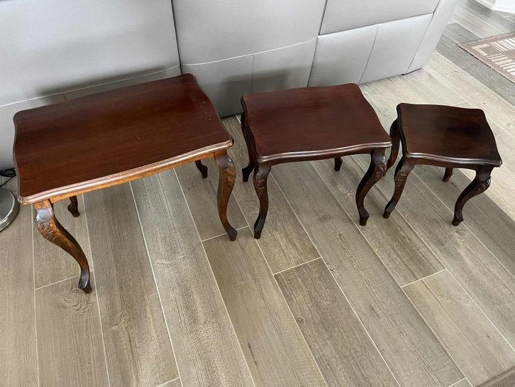 3-delige bijzettafels, Maison & Meubles, Tables | Tables d'appoint, Utilisé, Rectangulaire, 45 à 60 cm, 55 à 75 cm, Bois, Enlèvement