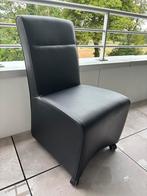 Set van 6 keukenstoelen op wieltjes, Huis en Inrichting, Stoelen, Ophalen, Zwart, Leer, Zo goed als nieuw