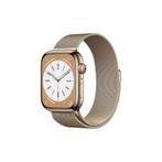 Apple Watch Series 8 (GPS + Cellular) - Roestvrij staal goud, Handtassen en Accessoires, Apple Watch, Hartslag, IOS, Zo goed als nieuw