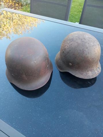 2 complete Duitse Helmen WO2,  origineel, Enlèvement ou Envoi