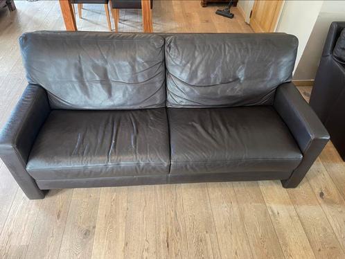 Leren zetel - 2 zits, Huis en Inrichting, Zetels | Zetels, Gebruikt, Rechte bank, Tweepersoons, 150 tot 200 cm, Minder dan 75 cm