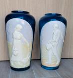 Blauwe stenen vazen "de zaaiers"., Antiek en Kunst, Ophalen of Verzenden