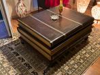 Lederen boek koffietafel salontafel, Huis en Inrichting, Tafels | Salontafels, Ophalen, Overige materialen, 50 tot 100 cm, Antiek geïnspireerd