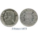 België >Leopold II - 5 francs - 1875, Postzegels en Munten, Zilver, Ophalen of Verzenden, Losse munt, Zilver
