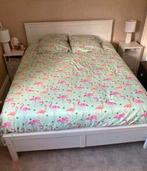 Superbe lit en bois blanc LeenBakker 140/200 sommier+matelas, Maison & Meubles, Enlèvement, Comme neuf