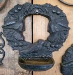 Brocante zwarte gietijzeren voederbakje drinkbakje vogels, Ophalen of Verzenden