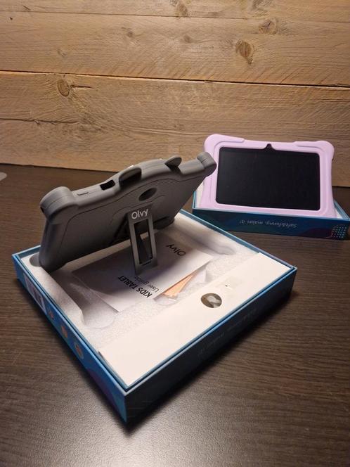Olvy kindertablet Roze/Grijs - Android - 98GB - Beschermhoes, Kinderen en Baby's, Speelgoed | Duplo en Lego, Zo goed als nieuw