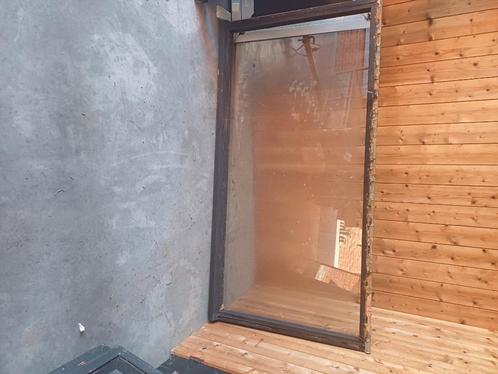 Houten ramen en deur met enkel glas, Doe-het-zelf en Bouw, Raamkozijnen en Schuifdeuren, Gebruikt, Overige typen, Hout, 75 tot 150 cm