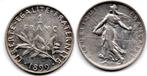 Zilver Frankrijk - 1 Franc semeuse 1899,1901,1911, Setje, Frankrijk, Zilver, Ophalen of Verzenden