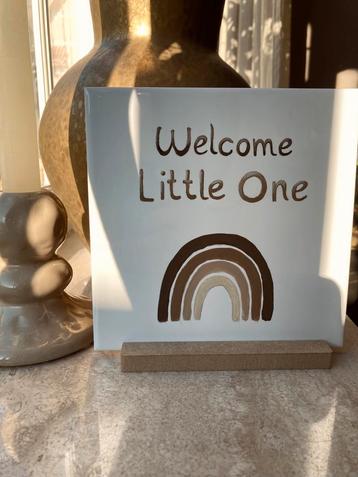 Handbeschilderd geboorte tegeltje“Welcome Little One”ByJ&S🤎 beschikbaar voor biedingen