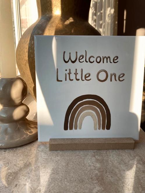 Handbeschilderd geboorte tegeltje“Welcome Little One”ByJ&S🤎, Kinderen en Baby's, Kraamcadeaus en Geboorteborden, Nieuw, Ophalen of Verzenden