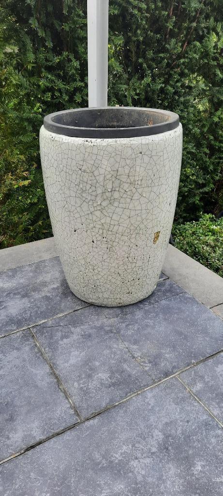 Grand Cache-pot en pierre (mosaïques) avec pot int H46*D33cm, Jardin & Terrasse, Pots de fleurs, Utilisé, Pierre, Intérieur, Balcon
