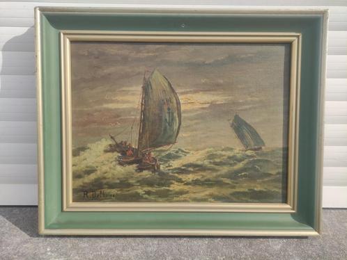huile sur toile marine signe raoul delbove, Antiek en Kunst, Kunst | Schilderijen | Klassiek, Ophalen of Verzenden