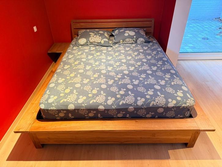 Teakbed 160 x 200 cm, Huis en Inrichting, Slaapkamer | Bedden, Zo goed als nieuw, 160 cm, 200 cm, Hout, Bruin, Ophalen
