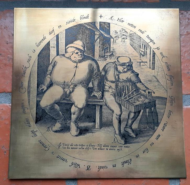Kopergravure met Vlaamse spreekwoorden (Jan Wierix), Antiek en Kunst, Kunst | Etsen en Gravures, Ophalen of Verzenden