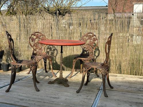 Gietijzeren tuinset, Tuin en Terras, Tuinsets en Loungesets, Gebruikt, Stoel, Ophalen