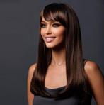 Pruik lang steil bruin haar model Kelly, Envoi, Neuf