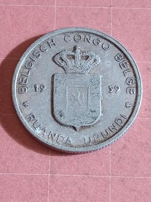 BELGISCH CONGO - RUANDA URUNDI 1 Frank 1959, Postzegels en Munten, Munten | Afrika, Losse munt, Overige landen, Ophalen of Verzenden