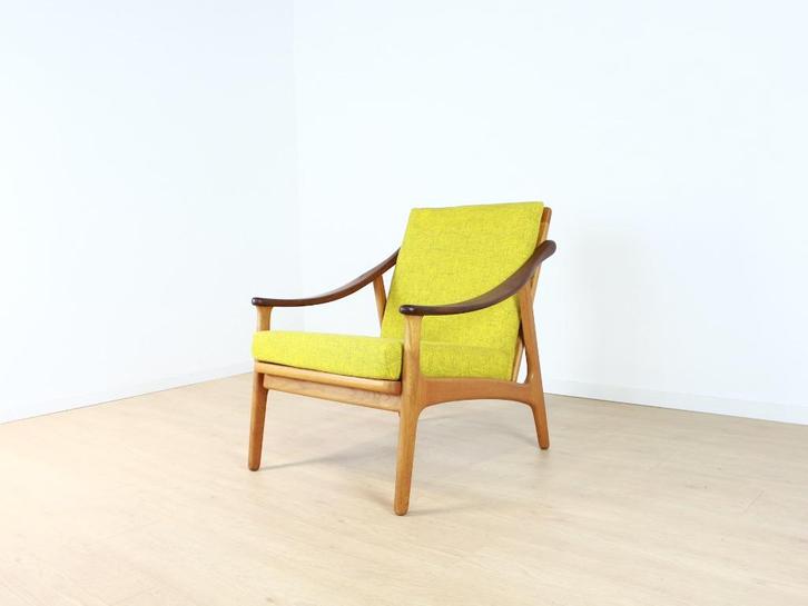 vintage fauteuil, Huis en Inrichting, Fauteuils, Gebruikt, Hout, Stof, 50 tot 75 cm, Minder dan 75 cm, Ophalen