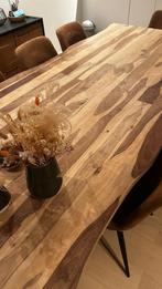 Eettafel massief hout met zwart stalen poten 240 cm, Huis en Inrichting, Ophalen, 100 tot 150 cm, 200 cm of meer, Zo goed als nieuw
