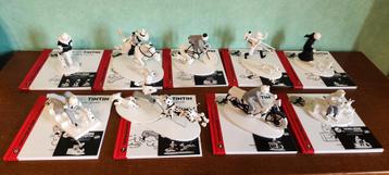 9 figuren van Kuifje, zwart en wit, speciale serie  beschikbaar voor biedingen