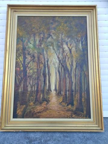 Huile sur toile chemin dans les bois signe beschikbaar voor biedingen