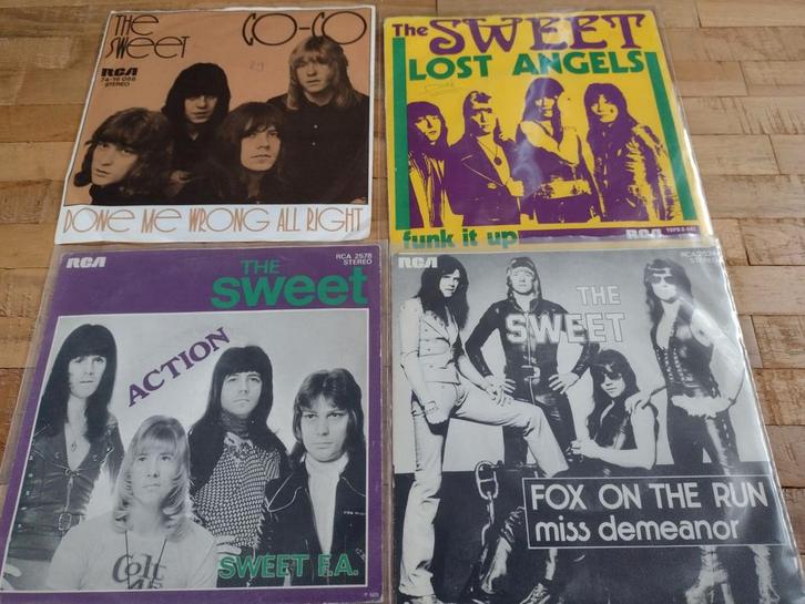 LOT: 4 singles THE SWEET: co-co/fox on the run/action/lost, Cd's en Dvd's, Vinyl Singles, Gebruikt, Single, Pop, 7 inch, Ophalen of Verzenden