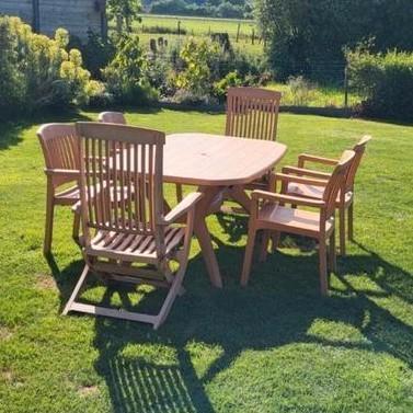 Tuintafel met 6 stoelen, Tuin en Terras, Tuinbanken, Gebruikt, Plastic, Ophalen