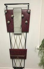 Vintage wandkapstok met spiegel en parapluhouder, Ophalen, Gebruikt, Metaal, Wandkapstok