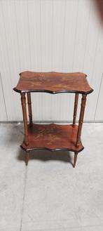 Petite table d'appoint en marqueterie (acajou) - 2 plateaux, Ophalen, Minder dan 55 cm, Gebruikt, 60 cm of meer