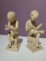 2 images d'enfants en train d'étudier/serre-livres, Antiquités & Art, Art | Sculptures & Bois, Enlèvement