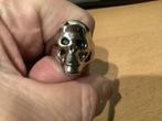 Stoere verchroomde ring met doodshoofddesign., Ophalen of Verzenden, Nieuw