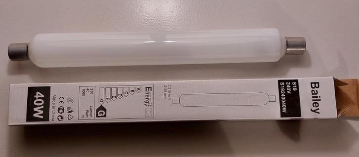 GRATIS S19 buislamp 38 mm 310 mm o.a. voor vintage armaturen, Huis en Inrichting, Lampen | Losse lampen, Nieuw, Gloeilamp, 30 tot 60 watt