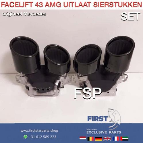 2020 FACELIFT 43 53 AMG UITLAATSIERSTUKKEN SET ZWART ORIGINE, Auto-onderdelen, Uitlaatsystemen, Mercedes-Benz, Gebruikt, Ophalen of Verzenden
