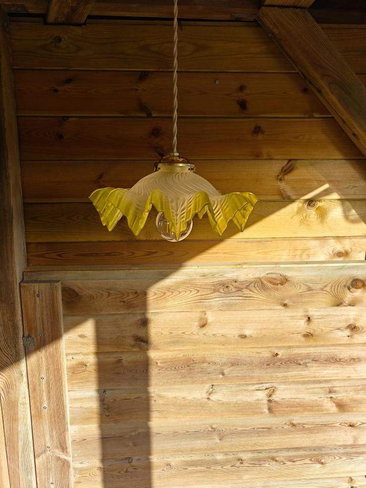 VINTAGE GLAZEN HANGLAMP, Antiek en Kunst, Antiek | Verlichting, Ophalen of Verzenden