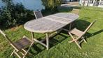 Teak tuinset met 4 klapstoelen, Ophalen, Gebruikt, Stoel, Tuinset