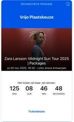 2 tickets Zara Larsson VIP SOUNDCHECK PACKAGE, Tickets en Kaartjes, Twee personen