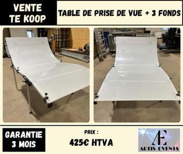 Table de prise de vue professionnelle + 3 fonds - 240x130cm beschikbaar voor biedingen