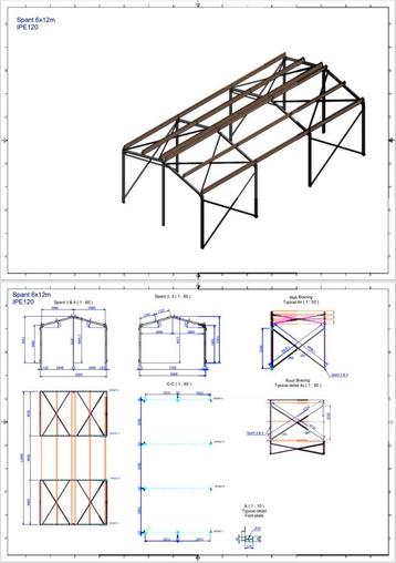 Nieuwe staalconstructie 6m x 12m x 3m beschikbaar voor biedingen