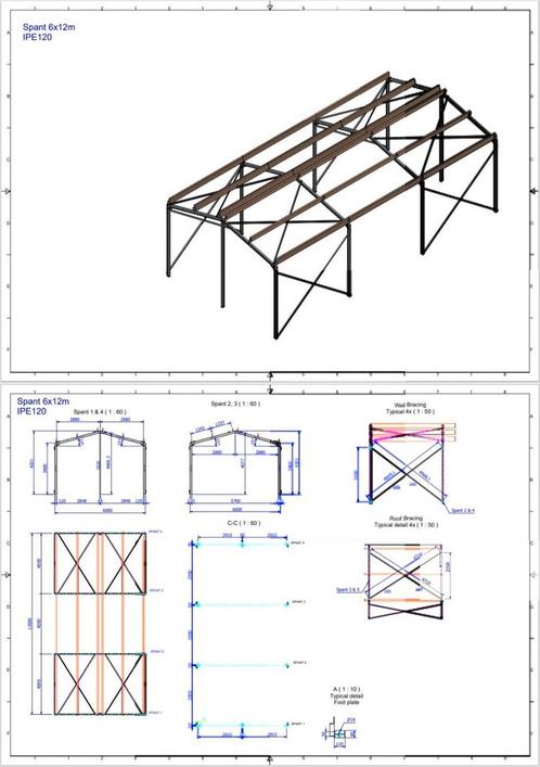 Nieuwe staalconstructie 6m x 12m x 3m, Doe-het-zelf en Bouw, Steigers, Nieuw, Ophalen of Verzenden