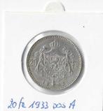 20 Francs 1933 FR pos A BELGIQUE, Verzenden, Zilver, Losse munt, Zilver