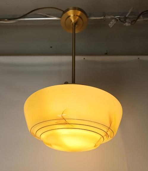 Lamp gemarmerd opaline jaren '40-'50, Antiek en Kunst, Antiek | Verlichting, Ophalen of Verzenden