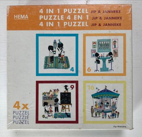 4 puzzels Jip & Janneke Hema 4 - 6 - 9 - 16 stuks, Kinderen en Baby's, Speelgoed | Kinderpuzzels, Gebruikt, 2 tot 4 jaar, Ophalen of Verzenden