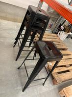 Lot de 4 tabourets de bar en métal noir - Hauteur 77 cm, Comme neuf, 60 à 90 cm, 4 tabourets, Enlèvement ou Envoi