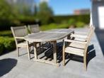 Teak uitschuifbare tuintafel + 6 stoelen - Gloster, Jardin & Terrasse, Tables de jardin, Comme neuf, Ovale, Enlèvement, Bois de teck